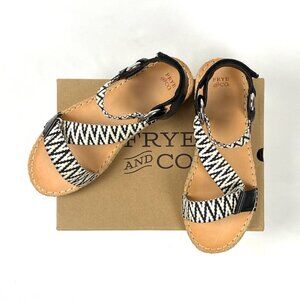 New Frye & Co.  Asymmetrical Mixed Media Sandal, Black/White, 8.5
